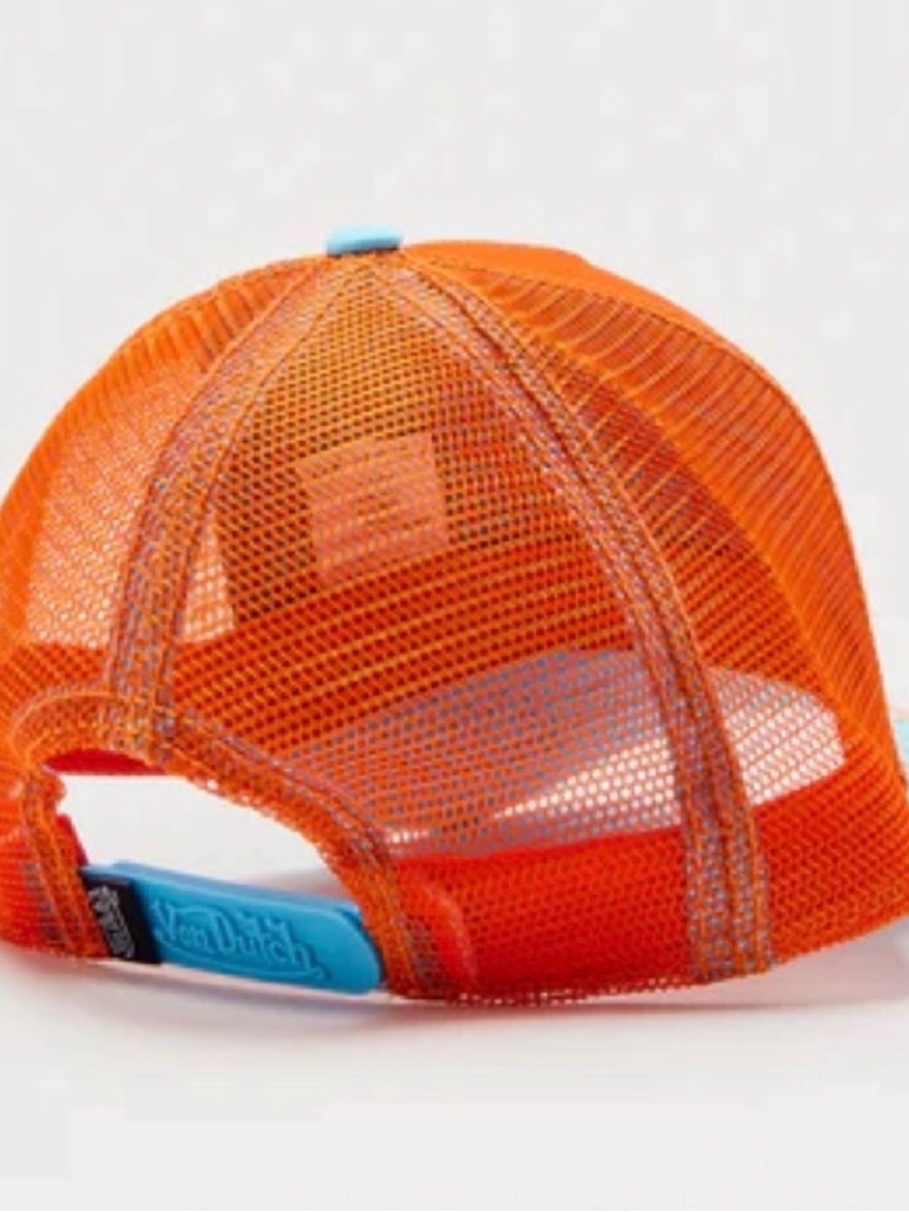 VON DUTCH UNISEX TRUCKER SNAPBACK HAT ORANGE TEAL NWT MESH DETAILU - Picture 2 of 4